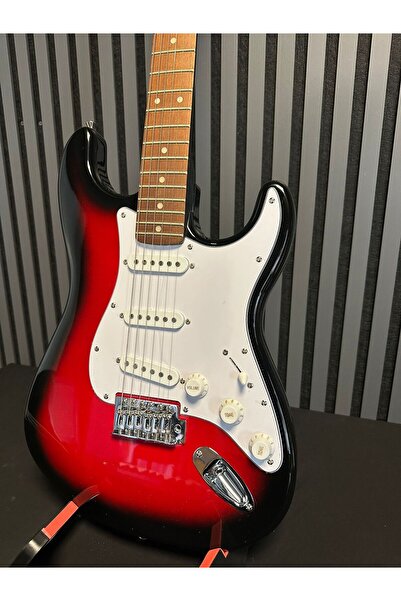 guson Strat Kasa Kırmızı Beyaz Elektro Gitar Sss ( Kılıf, Pena, Askı, Kablo Hediye )