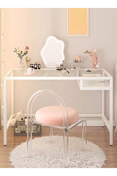 Raffine Multifunction Transparent Desk Dressing Table 100x50x73 cm - White