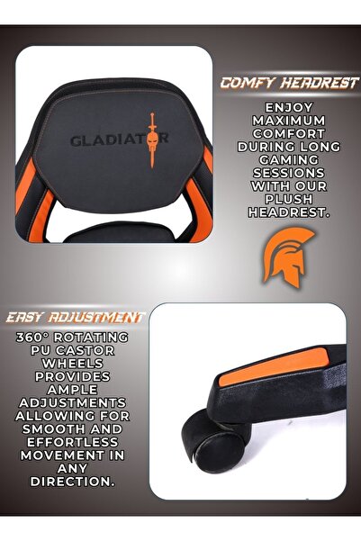 Gladiator Pro Racing Style Gaming Chair with Premium PU Leather and Ergonomic Cushion