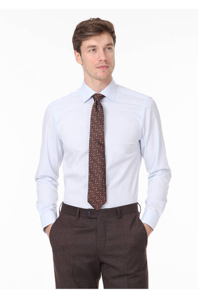 Ramsey Ανοιχτό μπλε ίσιο πουκάμισο με εφαρμοστή γραμμή Υφαντό Classic Με βαμβ...