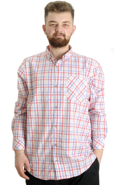 ModeXL Mode Xl Large Size Men's Shirt Plaid Long Sleeve 23300 Water Green