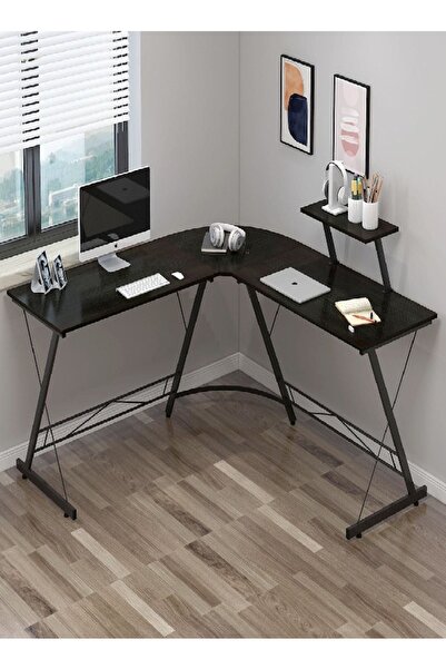C&C Home L-Shaped Desk Computer Corner Table 51 Inch Black