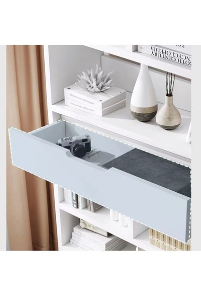 Raffine Modern Multi-Tier Vertical Bookshelf with Drawer, 50x20x180 cm