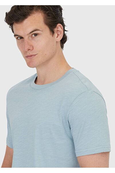 Ramsey Blue Plain Crew Neck 100% Cotton T-Shirt