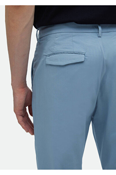 Ramsey Blue Regular Fit Casual Cotton Blended Trousers