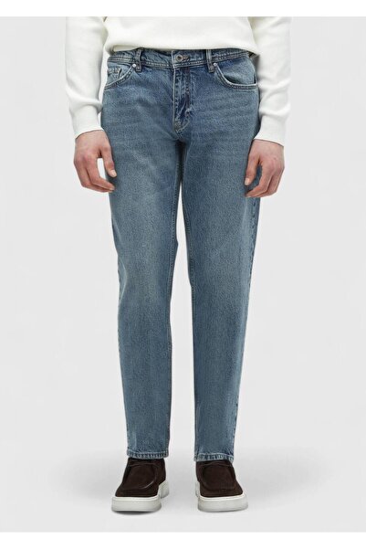 Ramsey Blue Straight Regular Fit Denim 100% Cotton Trousers