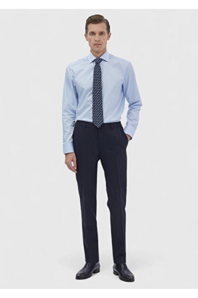 Ramsey Σκούρο μπλε ίσιο κλασικό πουκάμισο με κανονική εφαρμογή από 100% βαμβάκι