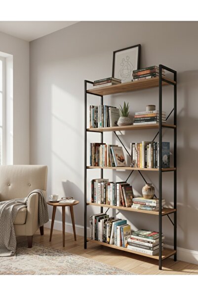 Sophis Home Metal Kitaplık 5 Raflı Geniş Çok Amaçlı Uzun Kitap Rafı Raf 180 Cm