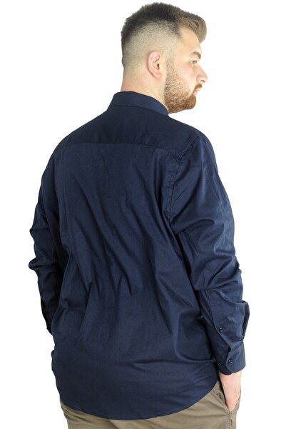 ModeXL Cămașă clasică de buzunar pentru bărbați Mode Xl Plus Size Lycra 20350 Bleumarin