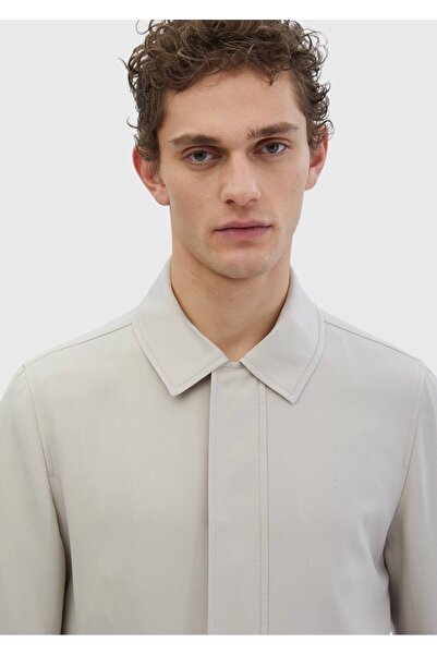 Ramsey Μπεζ πουκάμισο με κανονική εφαρμογή με γιακά casual υφαντό παλτό