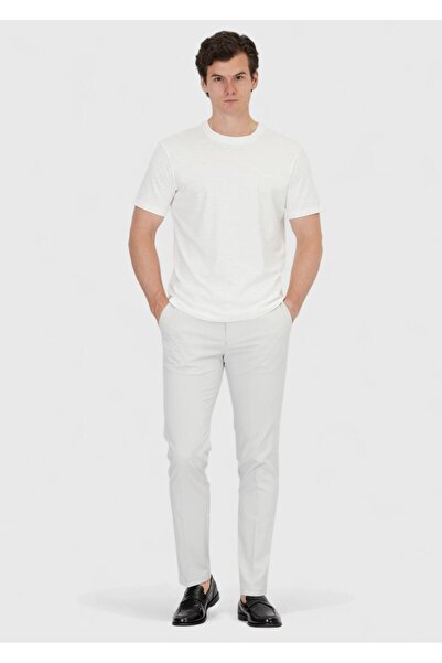 Ramsey Ecru Plain Crew Neck 100% Cotton T-Shirt