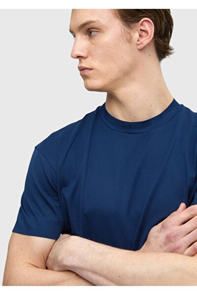 Ramsey Μπλουζάκι Indigo Plain Crew Neck 100% βαμβάκι