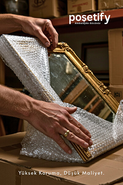 POŞETİFY Kalın Balonlu Naylon Patpat Rulo 50 cm x 25 m | 35 gr/m² | 3 Katlı | 1. Sınıf Ambalaj Malzemesi