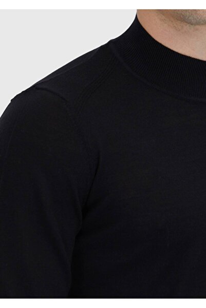 Ramsey Чорний светр з бато-комірцем, прямий крій, трикотаж з вовняною сумішшю