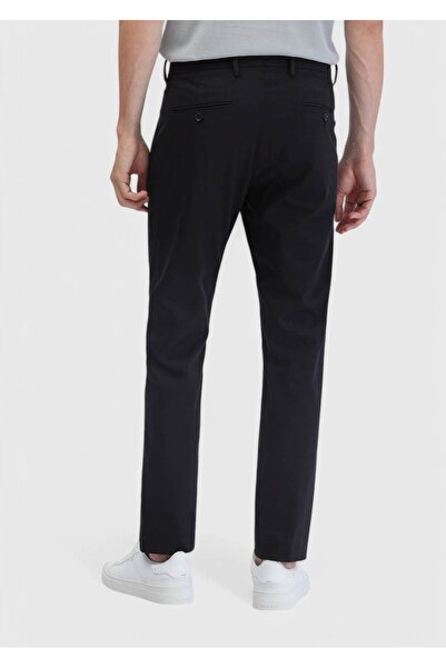 Ramsey Black Plain Woven Regular Fit Casual Trousers