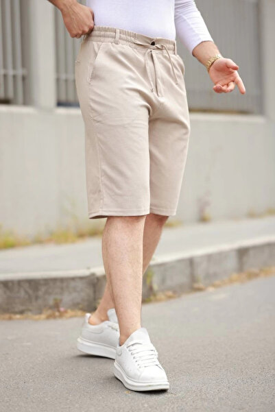 BY BASAK collection Men's waist lace up and button down raglan fabric shorts