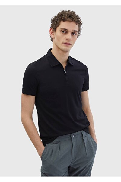 Ramsey Black Plain Polo Neck T-Shirt