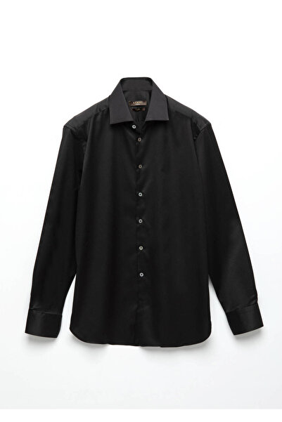 Ramsey Μαύρο πουκάμισο κλασικό 100% βαμβάκι με κανονική εφαρμογή