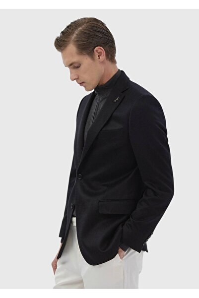 Ramsey Black Plain Regular Fit 100% Cashmere Jacket