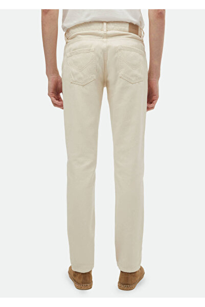 Ramsey Beige Regular Fit Casual Cotton Blend Straight Trousers