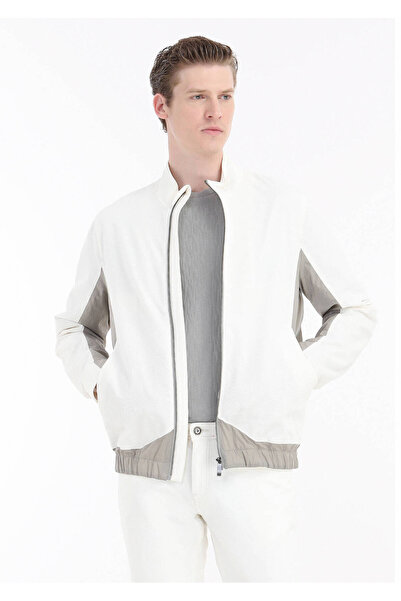 Ramsey Λευκό κανονικό γιακά με όρθιο γιακά casual υφαντό παλτό