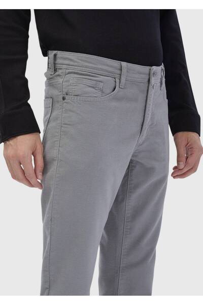 Ramsey Γκρι ίσιο υφαντό παντελόνι με λεπτή εφαρμογή casual βαμβακερό μείγμα