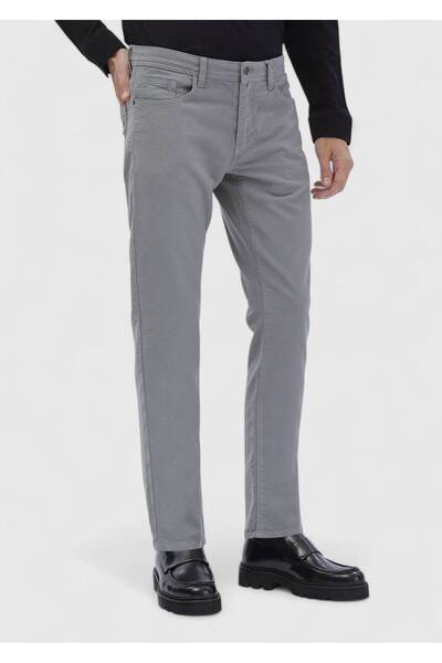 Ramsey Γκρι ίσιο υφαντό παντελόνι με λεπτή εφαρμογή casual βαμβακερό μείγμα