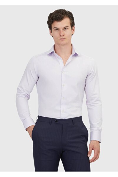 Ramsey Lilac Plain Slim Fit Woven Classic 100% Cotton Shirt