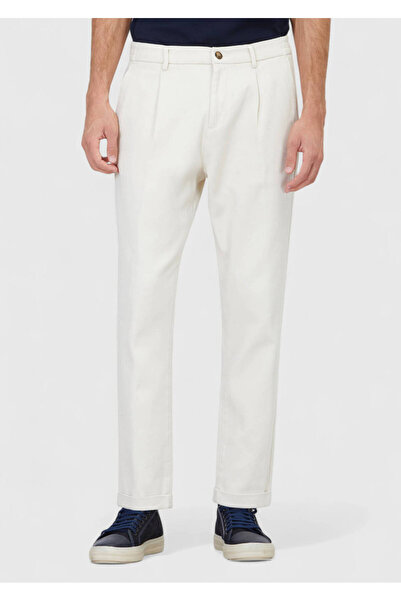 Ramsey Beige Plain Woven Jogging Fit Casual Cotton Blend Pants