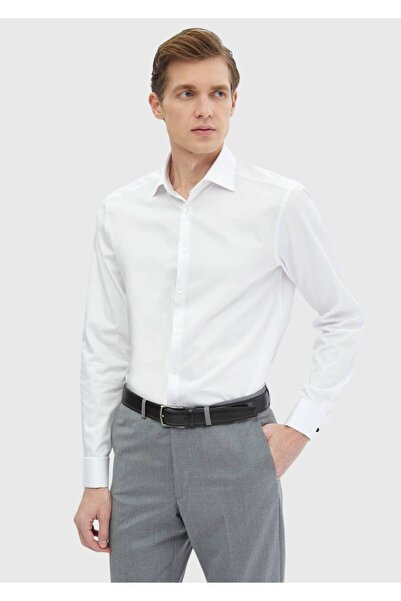 Ramsey Λευκό Πουκάμισο Κλασικό 100% Βαμβάκι με κανονική εφαρμογή