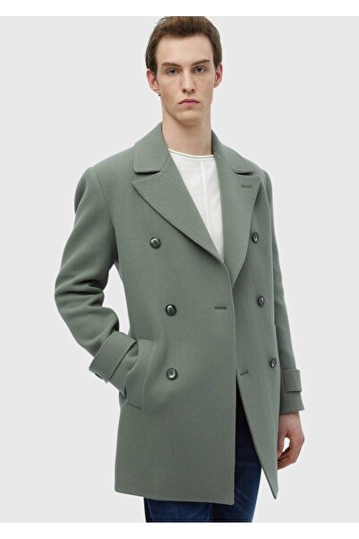 Ramsey Açık Yeşil Regular Fit Kruvaze Yaka Casual Dokuma Palto