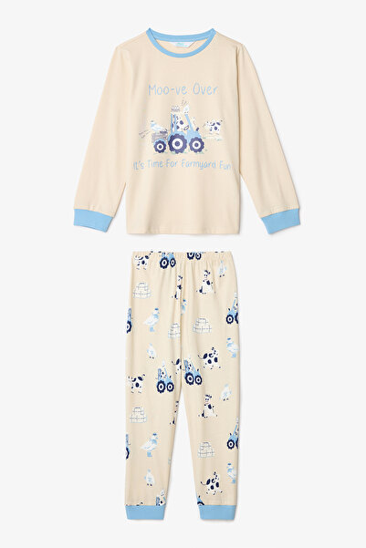 Penti Fiú Moo-ve tehénmintás hosszú ujjú pamut 2 részes pizsama szett