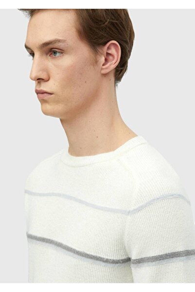 Ramsey Екрю велосипедний комір смугастий вовняний трикотажний светр