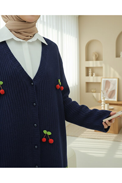 Modamorfo Cardigan tricotat cu nasturi cu mărgele de cireș -Laci
