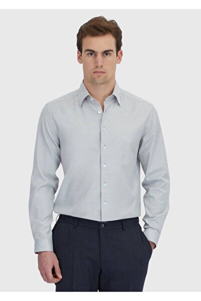 Ramsey Πουκάμισο από 100% βαμβάκι με ανοιχτό γκρι σχέδιο Casual Fit Woven Casual