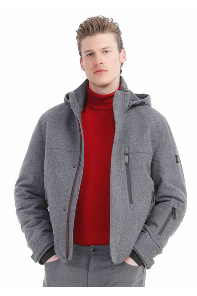 Ramsey Red Full Turtleneck Jacquard Wool Blended Sweater
