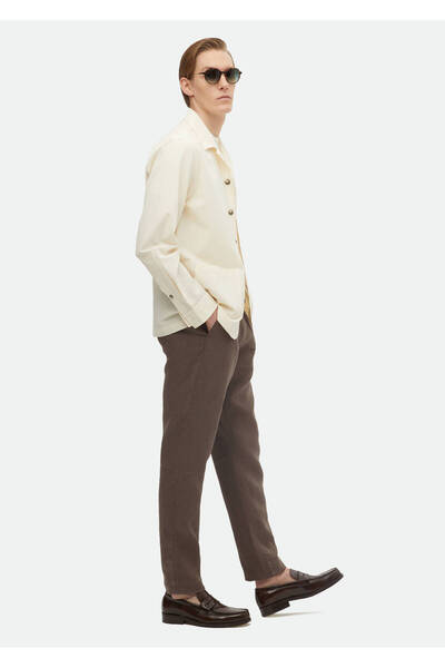 Ramsey Ecru Cotton Blend Plain Casual Fit Overshirt