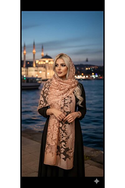 fiore fashion 2-Piece Organza Shawl 170*70 Women's Shawl (White-Gray and Powder)