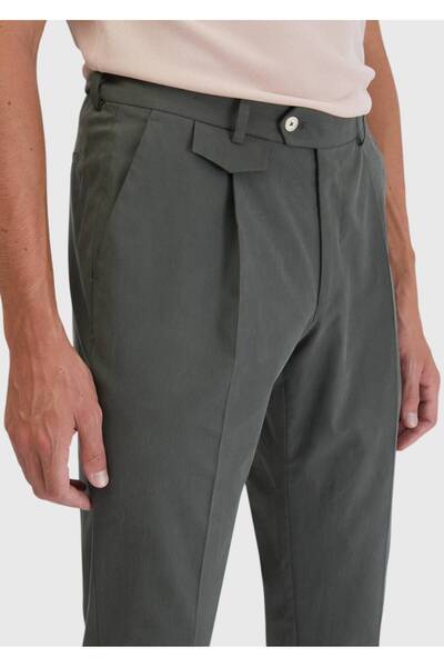 Ramsey Khaki Plain Fabric Regular Fit Casual Trousers