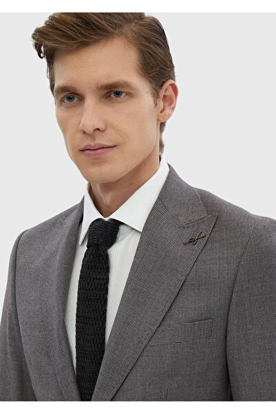 Ramsey Gray Patterned Zeroweight Slim Fit 100% Wool Suit