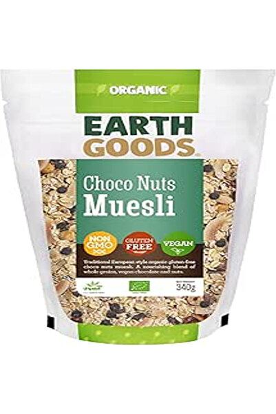 Earth Goods موسلي الشوكولاتة والمكسرات العضوي الخالي من الغلوتين - 340 غرام (عبوة من 12 قطعة)