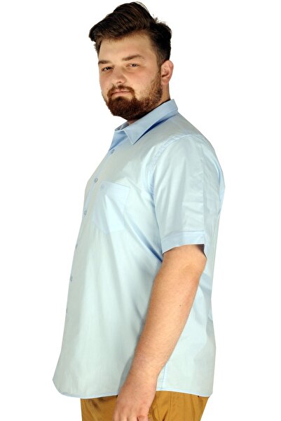ModeXL Mode Xl Large Size Men's Classic Shirt Lycra 20352 Blue