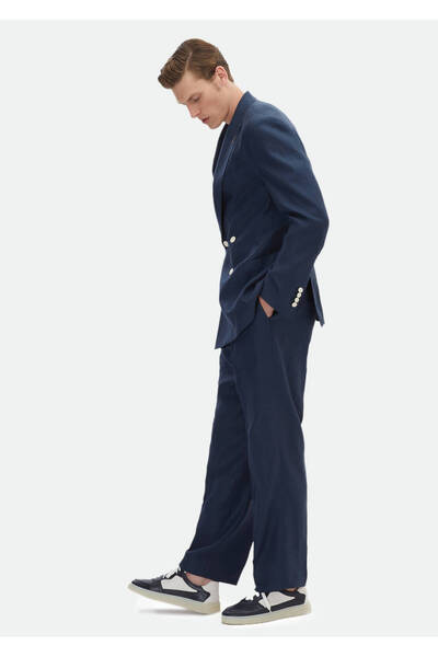 Ramsey 100% Linen Navy Blue Slim Fit Suit