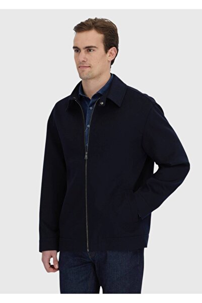 Ramsey Navy Blue Regular Fit Shirt Collar Casual Woven Coat