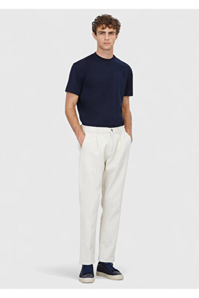 Ramsey Beige Plain Woven Jogging Fit Casual Cotton Blend Pants