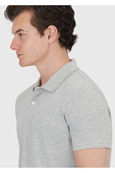 Ramsey Ανοιχτό γκρι μονόχρωμο γιακά πόλο 100% βαμβακερό μπλουζάκι