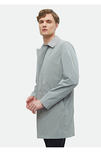 Ramsey Gray Regular Fit Shirt Collar Casual Woven Overcoat