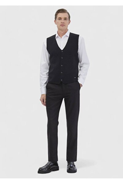 Ramsey Black Plain Knit Knitwear Vest