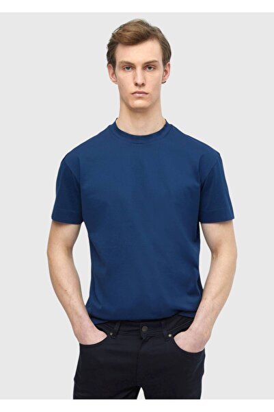 Ramsey Μπλουζάκι Indigo Plain Crew Neck 100% βαμβάκι