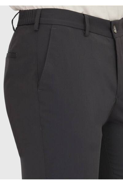 Ramsey Dark Gray Plain Woven Jogging Fit Casual Trousers